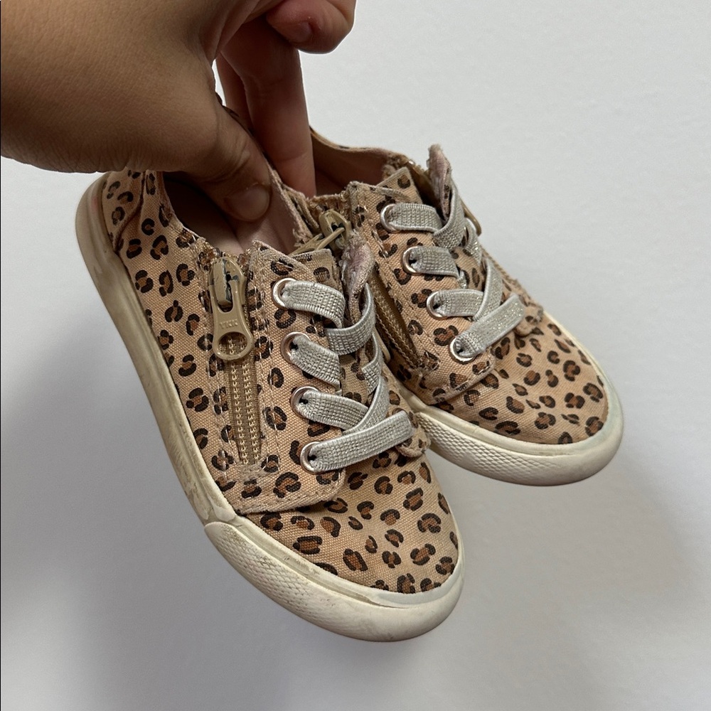 Leopard Print Kids Sneakers with Zipper